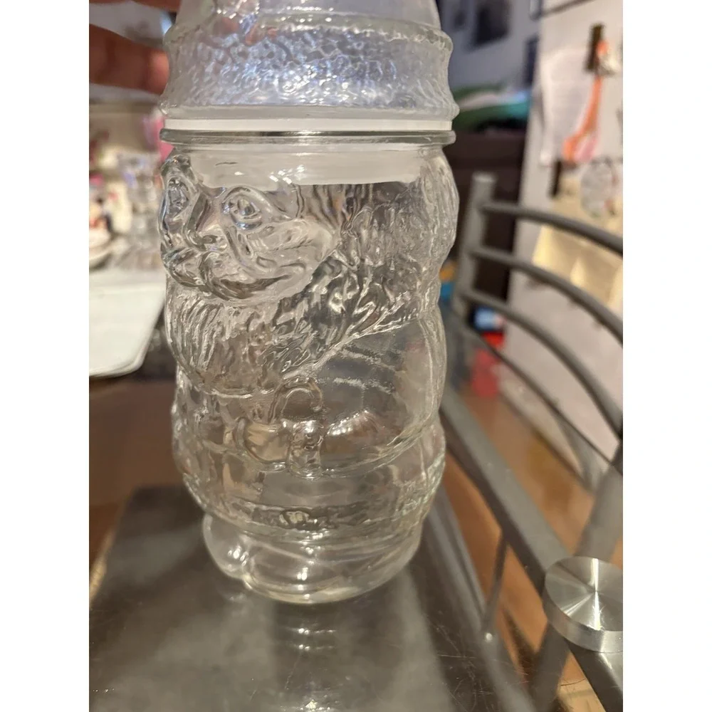 Vtg Clear Glass Santa Claus Holiday Cookie Jar Canister Container Made in Canada
